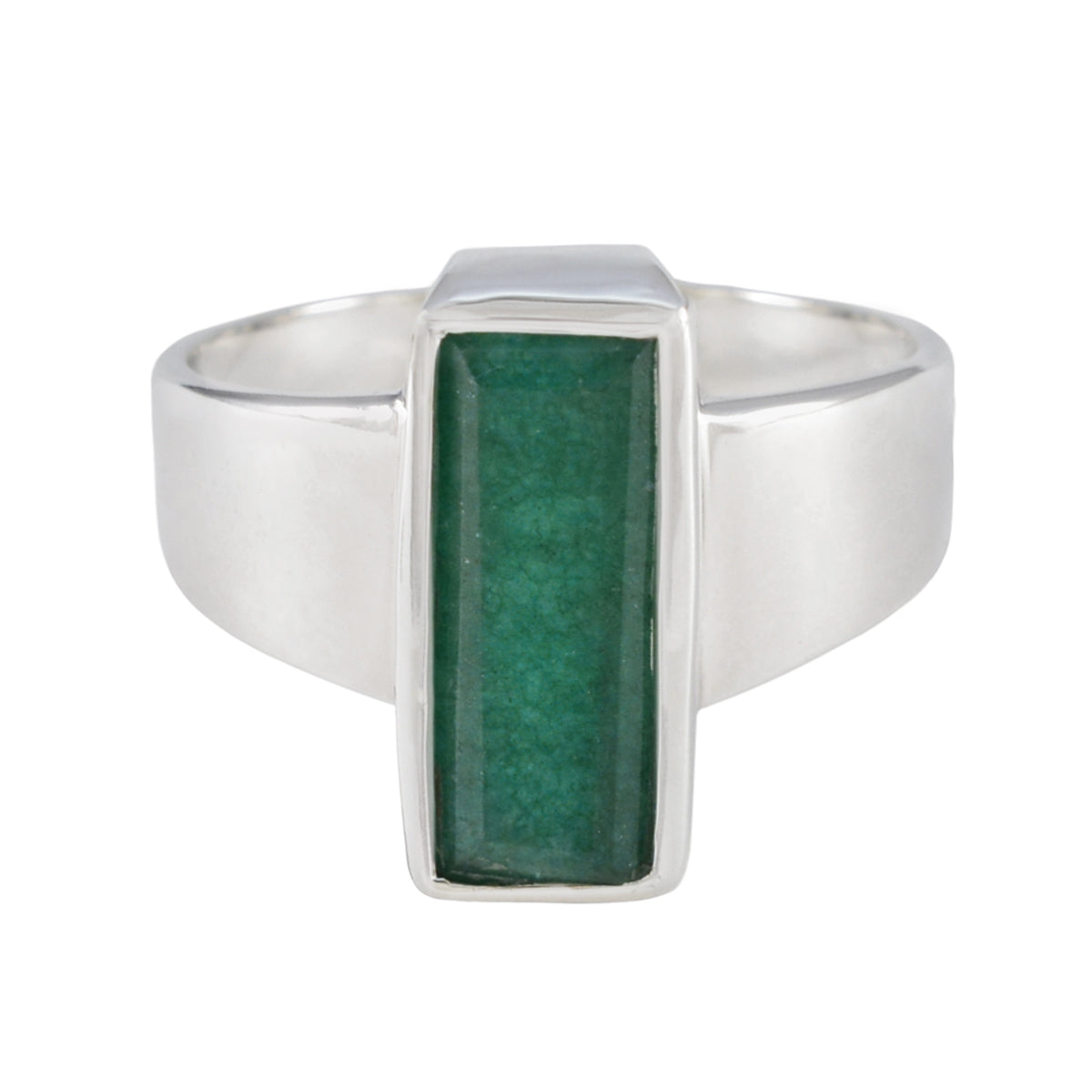 Saanvi Trendy Green Solitaire Ring in Sterling Silver Indian Emerald Green