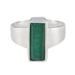 Saanvi Trendy Green Solitaire Ring in Sterling Silver Indian Emerald Green