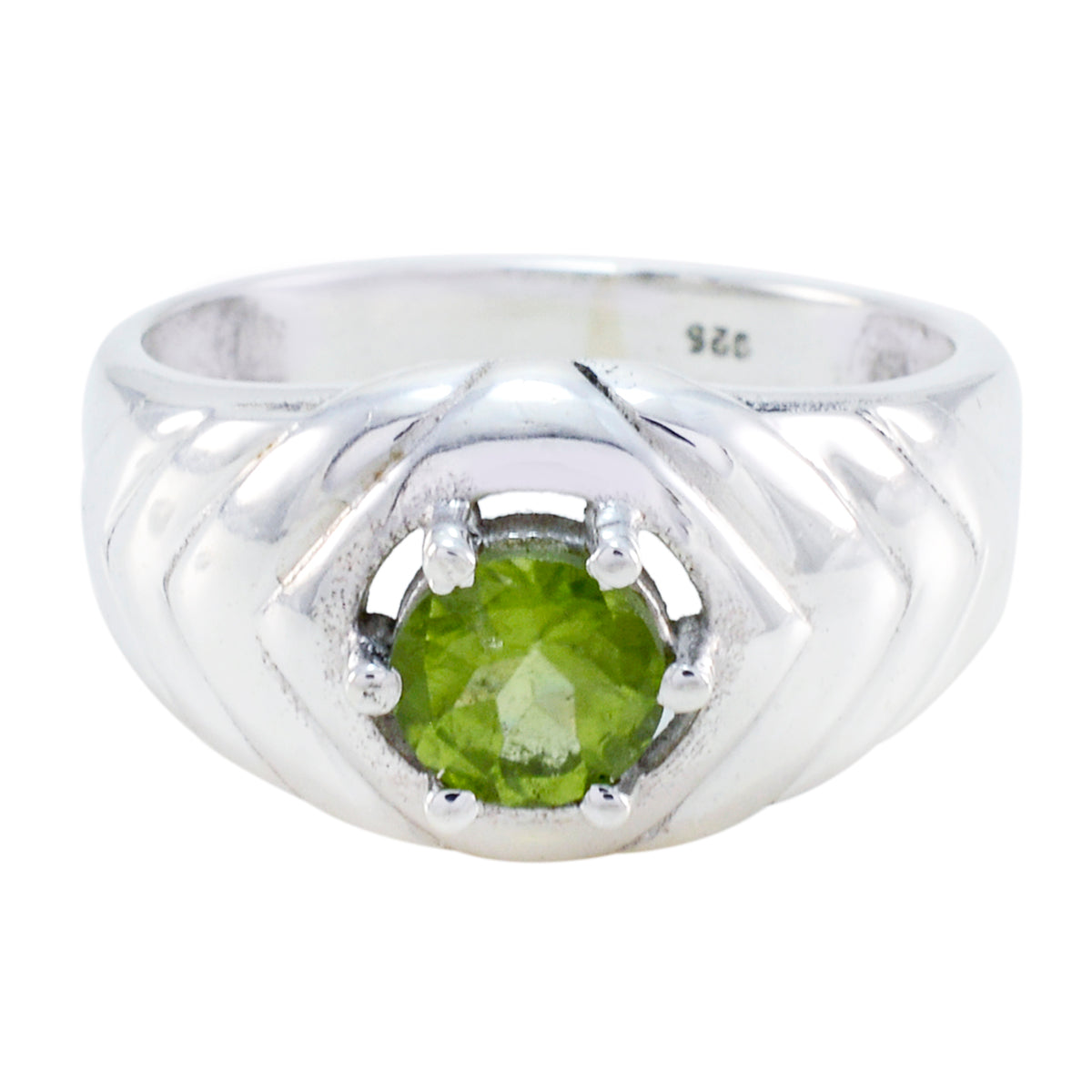 Maria Trendy Green Solitaire Ring in Sterling Silver Peridot Green