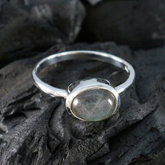 Nella Trendy Grey Solitaire Ring with Labradorite Stone