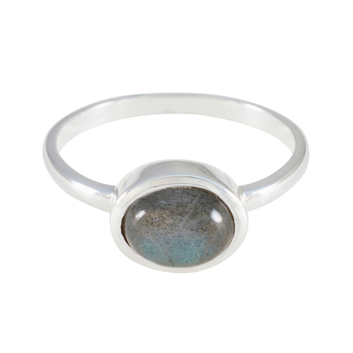 Nella Trendy Grey Solitaire Ring with Labradorite Stone Labradorite Gray