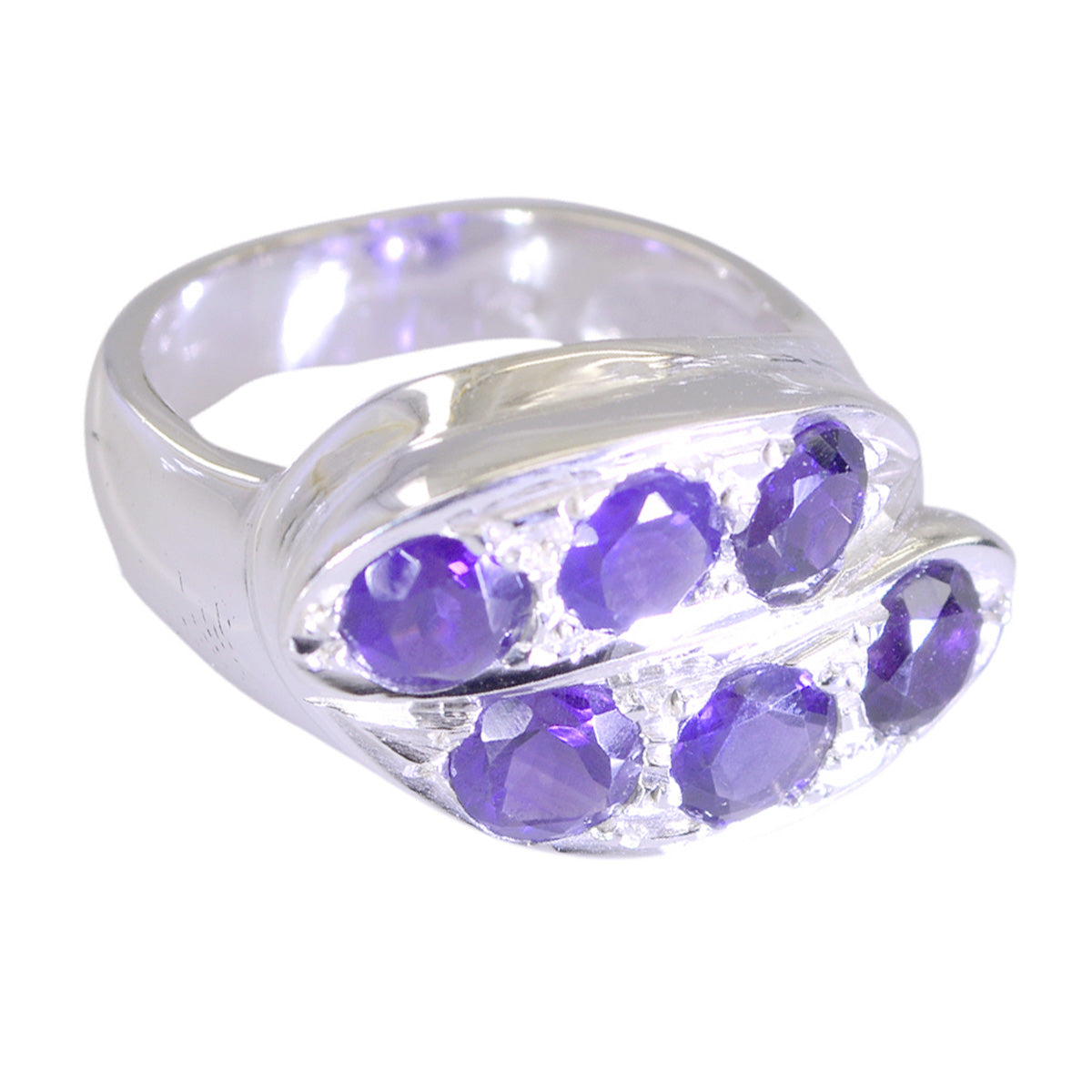 Addison Trendy Purple Gemstone Ring with Silver Shine Amethyst Purple
