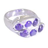 Addison Trendy Purple Gemstone Ring with Silver Shine Amethyst Purple