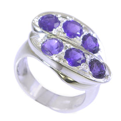 Addison Trendy Purple Gemstone Ring with Silver Shine