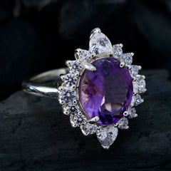 Camila Trendy Purple Halo Ring with Sparkling Gems
