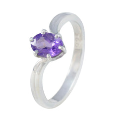Bella Trendy Purple Solitaire Ring with Amethyst Gem
