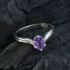 Bella Trendy Purple Solitaire Ring with Amethyst Gem