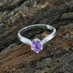 Bella Trendy Purple Solitaire Ring with Amethyst Gem