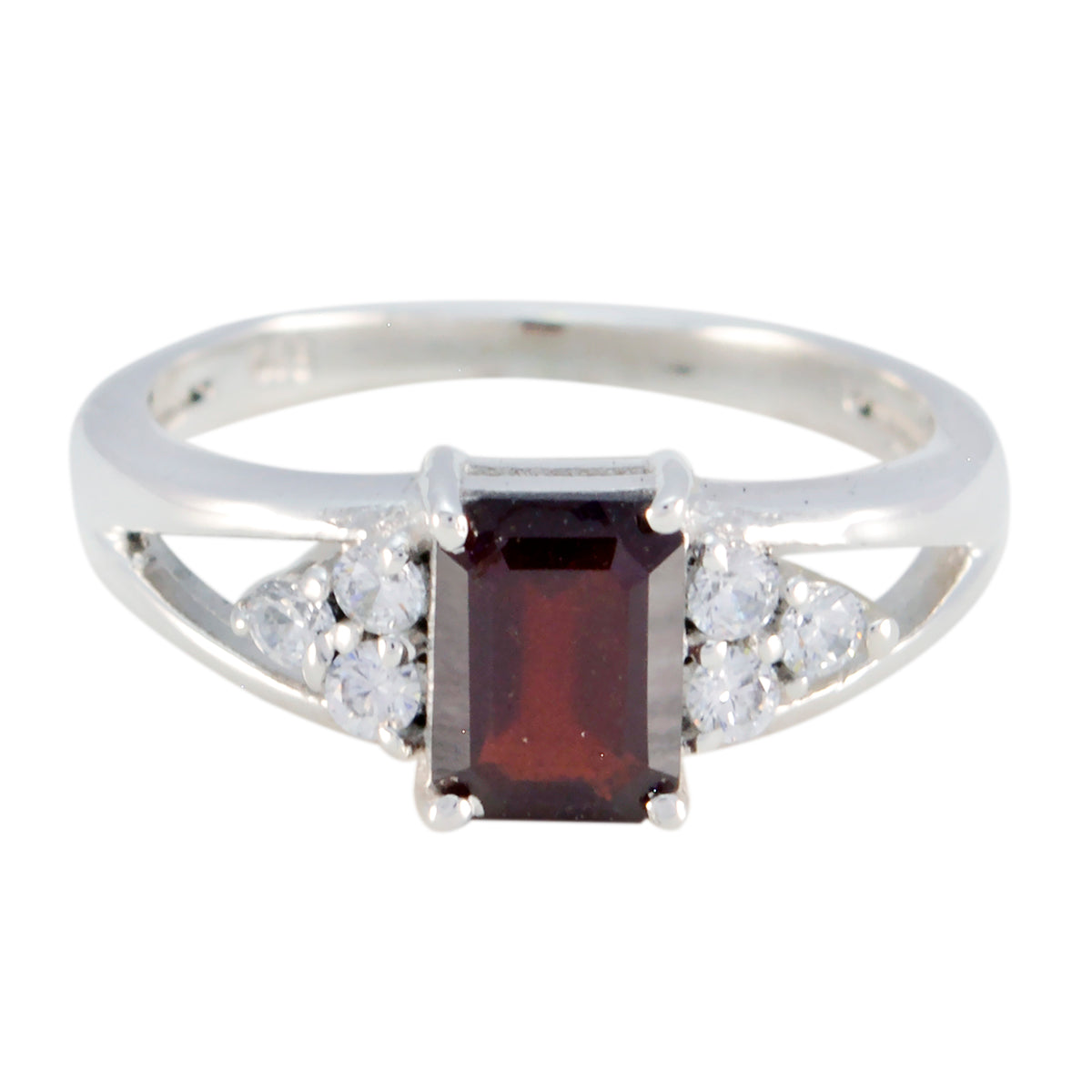 Lili Trendy Red Gemstone Halo Ring in Sterling Silver Garnet Red