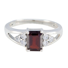 Lili Trendy Red Gemstone Halo Ring in Sterling Silver Garnet Red