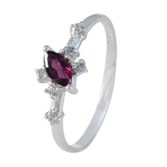 Ying Trendy Red Gemstone Ring with Silver Accents
