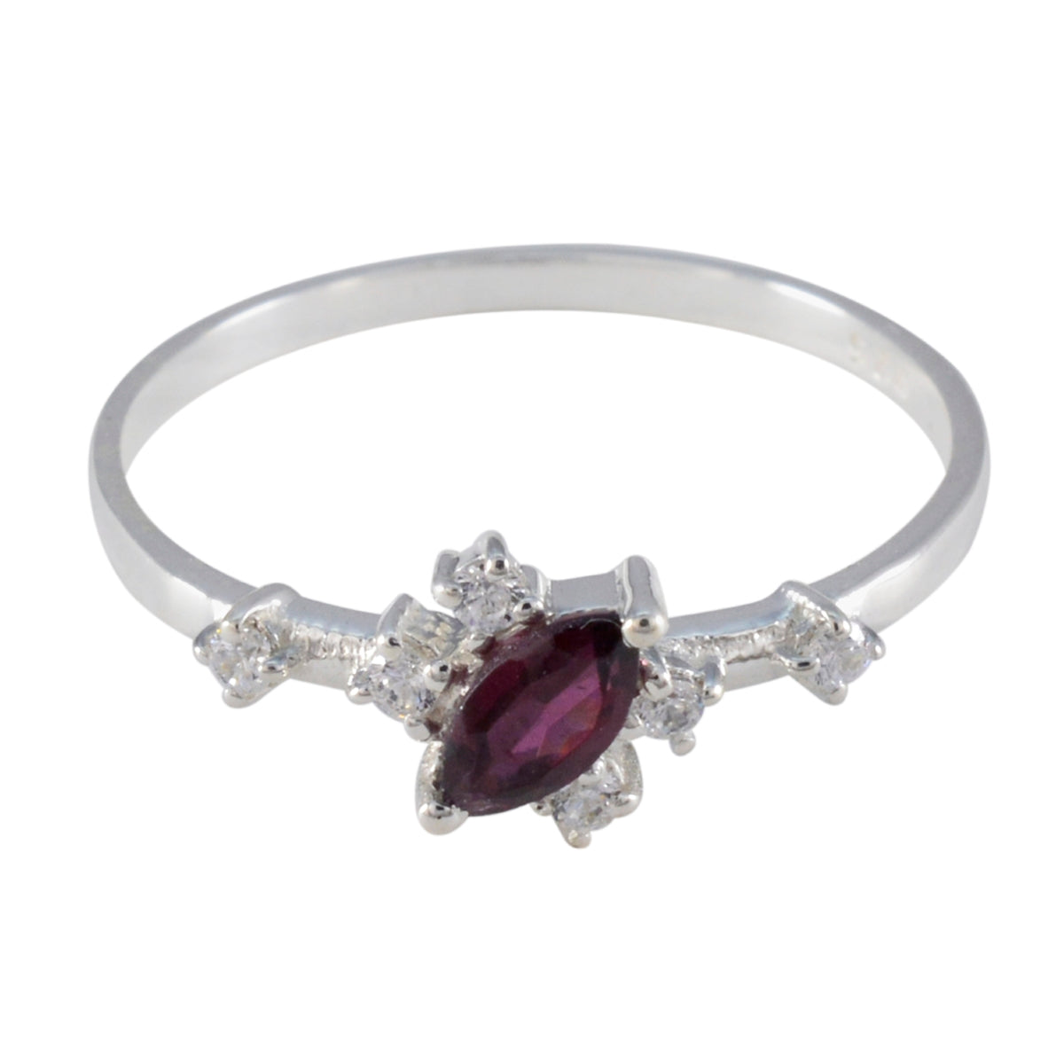 Ying Trendy Red Gemstone Ring with Silver Accents Garnet Red