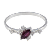 Ying Trendy Red Gemstone Ring with Silver Accents Garnet Red