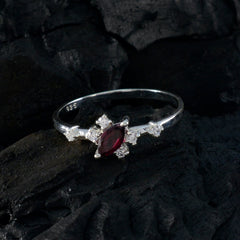 Ying Trendy Red Gemstone Ring with Silver Accents