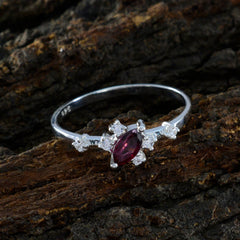Ying Trendy Red Gemstone Ring with Silver Accents
