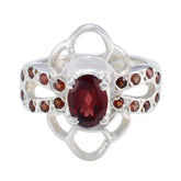 Saanvi Trendy Red Gemstone Ring with Silver Design Garnet Red
