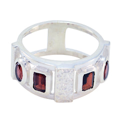 Aurora silver ring featuring a trendy red gemstone ring design with multiple rectangular red stones