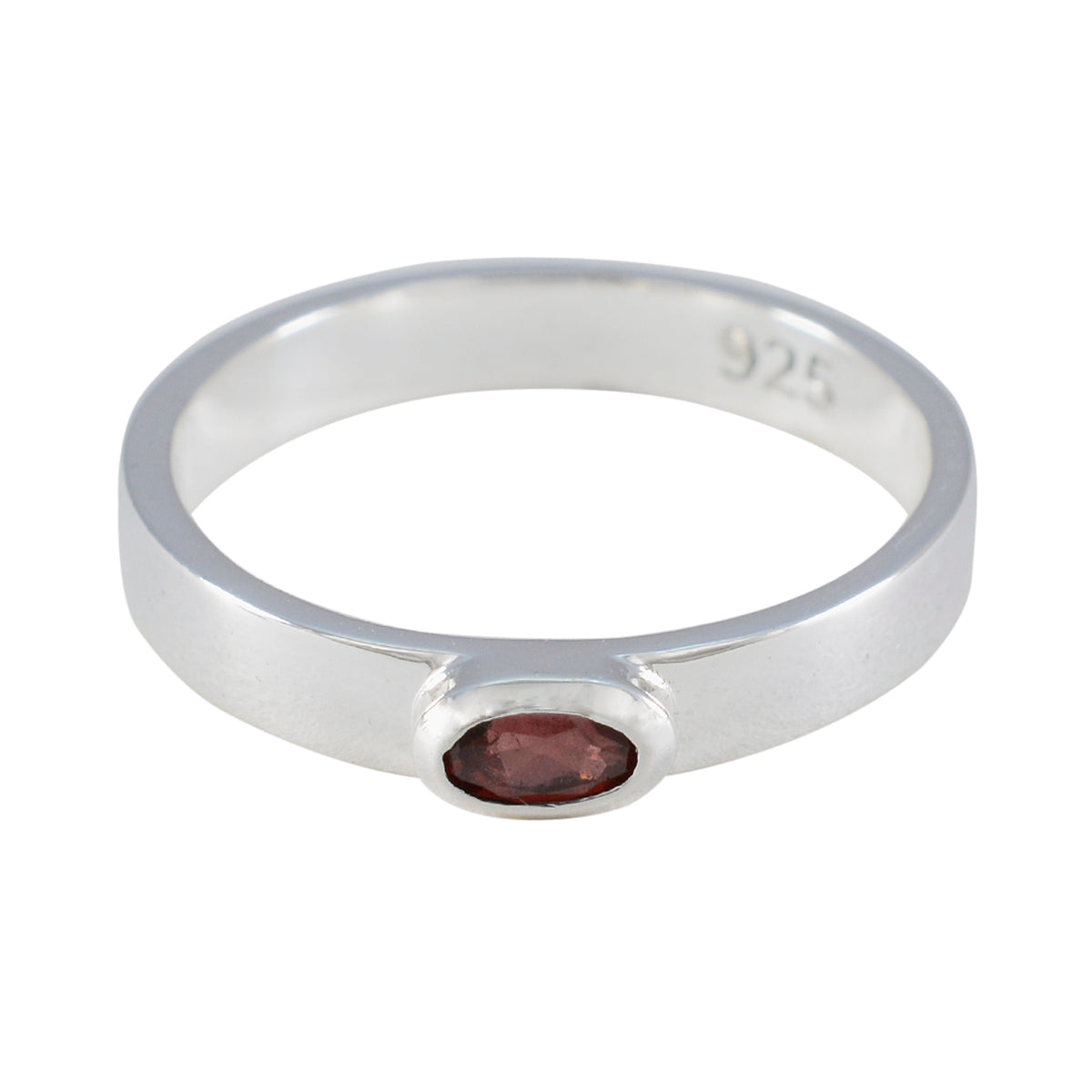 Jiwoo Trendy Red Solitaire Ring in Sterling Silver Garnet Red