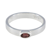 Jiwoo Trendy Red Solitaire Ring in Sterling Silver Garnet Red