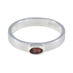 Jiwoo Trendy Red Solitaire Ring in Sterling Silver Garnet Red