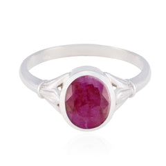 Araya Trendy Red Solitaire Ring with Gemstone Accent Indian Ruby Red