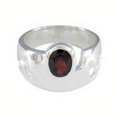Agnes Trendy Red Solitaire Ring in Silver Band Garnet Red