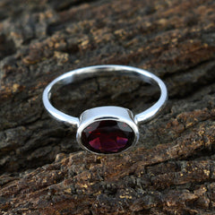 Natalie Trendy Red Solitaire Ring in Silver Finish
