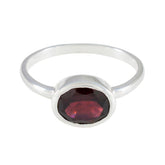 Natalie Trendy Red Solitaire Ring in Silver Finish Garnet Red