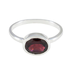 Natalie Trendy Red Solitaire Ring in Silver Finish Garnet Red