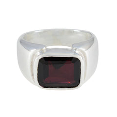 Nova Trendy Red Solitaire Ring with Bold Gemstone Garnet Red