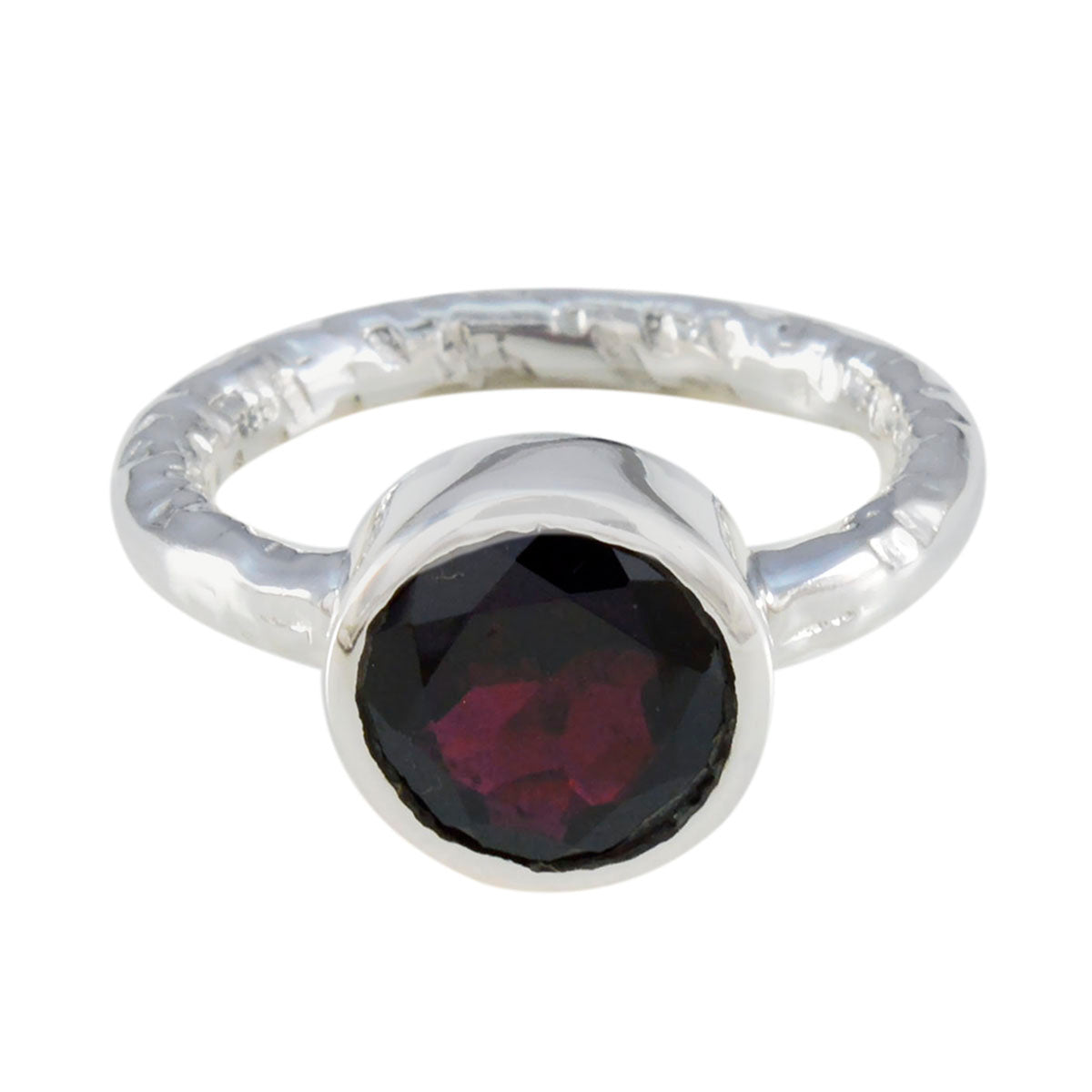 Aria Trendy Red Solitaire Ring in Sterling Silver Garnet Red