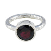Aria Trendy Red Solitaire Ring in Sterling Silver Garnet Red