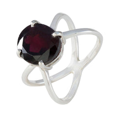 Lili Trendy Red Solitaire Ring with Silver Band