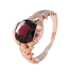 Naomi Trendy Red Solitaire Ring with Rose Gold Leaf Design