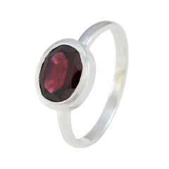 Natalie Trendy Red Solitaire Ring in Silver Finish
