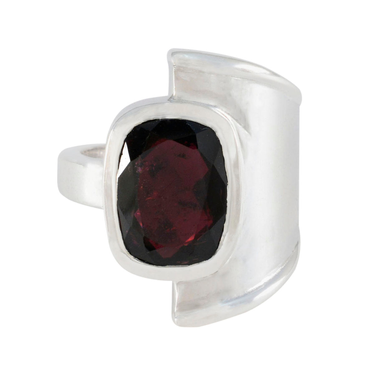Aisha Trendy Red Solitaire Ring in Sterling Silver Garnet Red