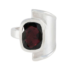 Aisha Trendy Red Solitaire Ring in Sterling Silver Garnet Red