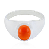 Amanda Trendy Red Solitaire Ring with Bold Orange Gem Red onyx Red