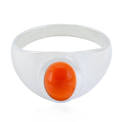 Amanda Trendy Red Solitaire Ring with Bold Orange Gem Red onyx Red