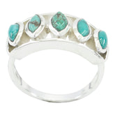 Mila trendy turquoise gemstone ring with five bezel set turquoise stones on sterling silver band