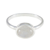 Nova Trendy White Solitaire Ring with Oval Design Rainbow Moonstone White