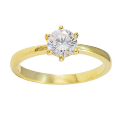 Hina Trendy White Solitaire Ring with Gold Finish