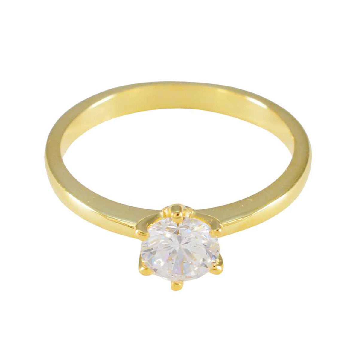 Hina Trendy White Solitaire Ring with Gold Finish White CZ White