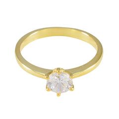 Hina Trendy White Solitaire Ring with Gold Finish White CZ White