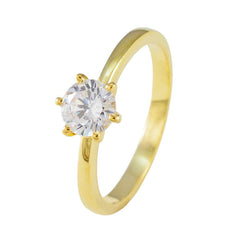 Hina Trendy White Solitaire Ring with Gold Finish