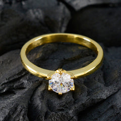 Hina Trendy White Solitaire Ring with Gold Finish