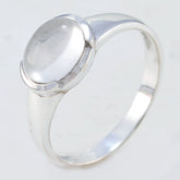 Emi Trendy White Solitaire Ring Elegant Silver Band Crystal Quartz White