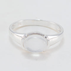 Emi Trendy White Solitaire Ring Elegant Silver Band