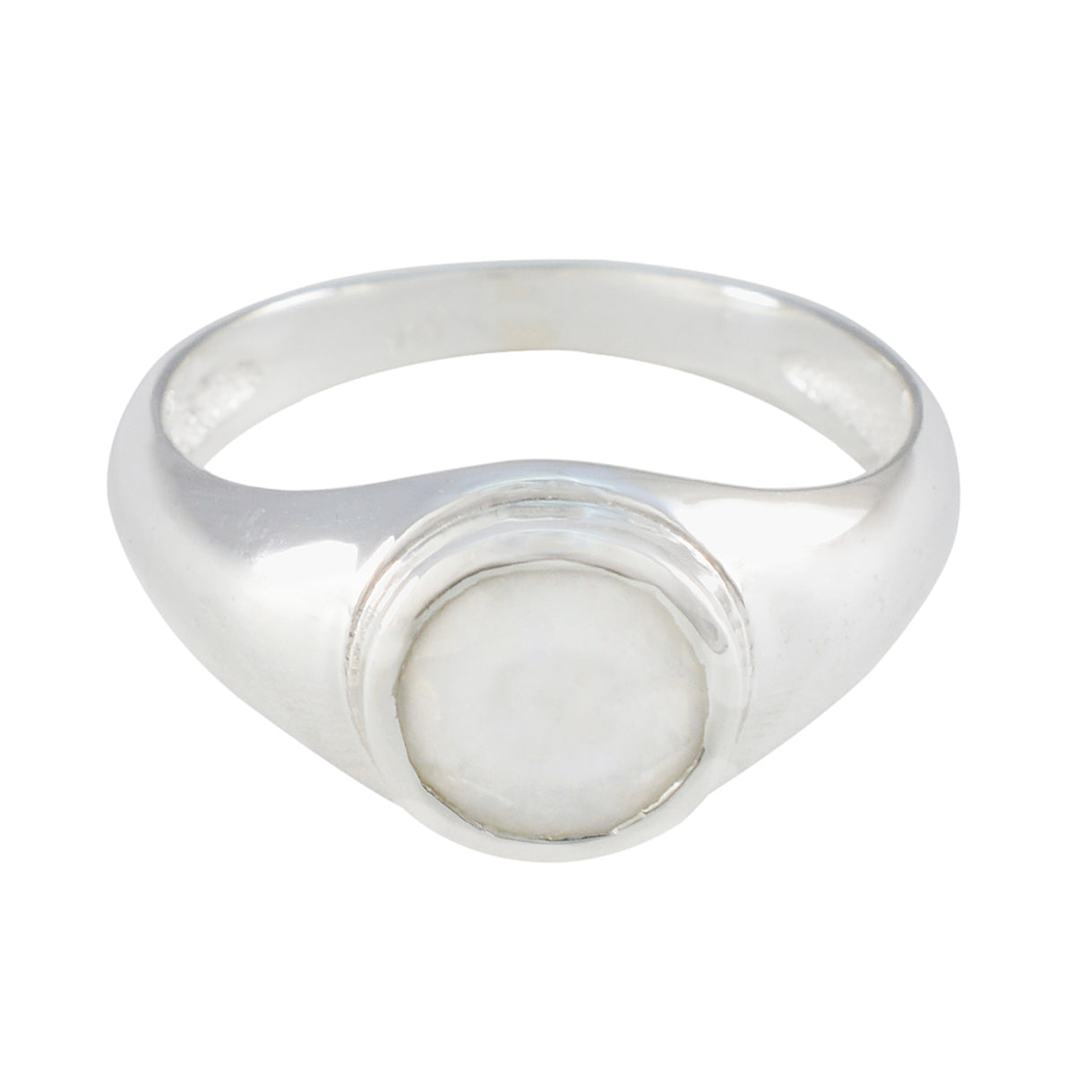 Noelia Trendy White Solitaire Ring in Silver Finish Rainbow Moonstone White