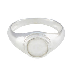 Noelia Trendy White Solitaire Ring in Silver Finish Rainbow Moonstone White